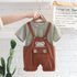 Striped short sleeve suit baby summer casual suspender pants